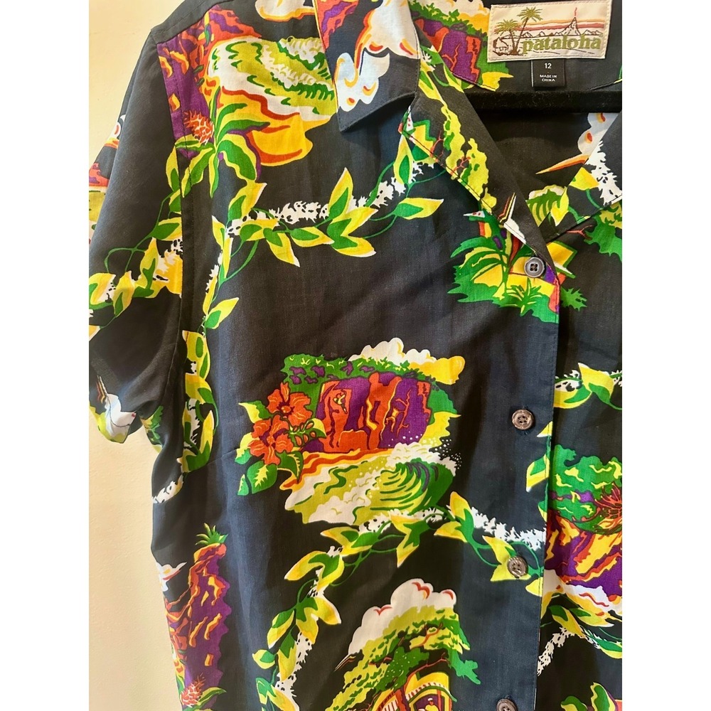 Vtg Patagonia 25th Anniv Pataloha Hawaiian Shirt Aloha Sz 12 Rare Y2K Hale'iwa - Picture 4 of 7